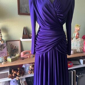 Purple 80s Drape Ruched Party Dress, Abby Kent sz 12